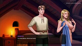 huge boobs blonde inserts small wooden dildo into her shaved pussy