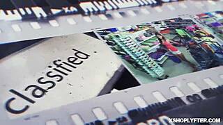 Blonde teen with big tits takes it hard doggystyle at work. Her moans fill the room.