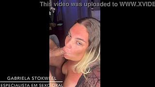 Blonde deepthroats huge cock bent over in orgy!