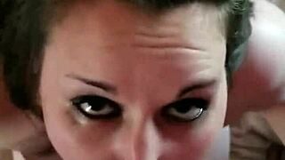 Deepthroat mess with cum swallow, oops!