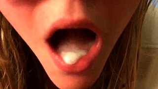 My college girlfriend swallows cum like a pro.