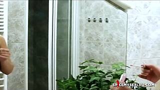 hot natural blonde with big tits gets fucked in the pool, ending with facial.