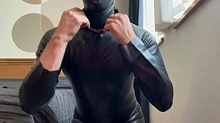 trying on the latest latex catsuit collection