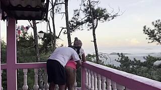 Fuck My Horny Stepsister On The Balcony With That Amazing View!