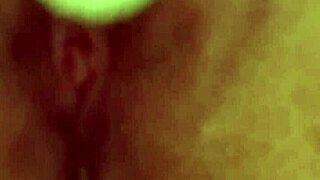 Intense pussy fucking with dildo leads to squirting.