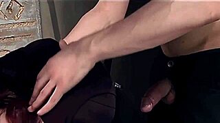 Redhead Submissive Bound In Rope Bondage: Face Fucking And Spanking By Master With Monster Cock.