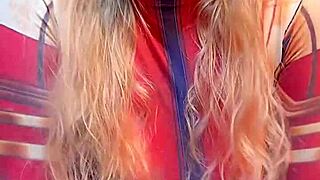 watch captain marvel ride that huge ebony dildo in costume?