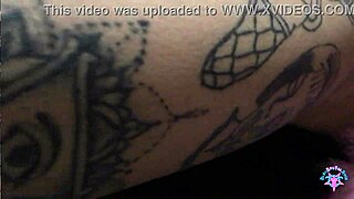 bleubrutalrose in lingerie with a big black cock.