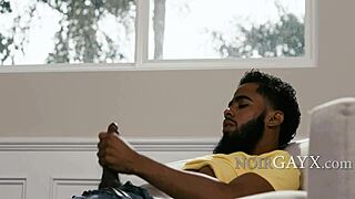 Ebony Twink Invites Peeping Black Neighbor For Bareback Anal With Monster Cock