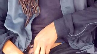 Sexy Black MILF Gives Daddy Blowjob in Car with Big Tits and Monster Cock