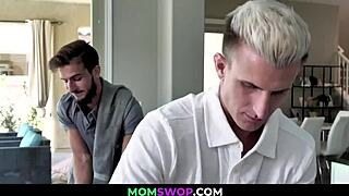 Good boys givin’ a sensual massage to stepmoms April Storm and Nickey Huntsman.