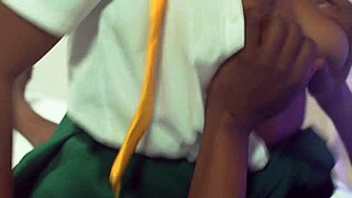 horny stepbrother has private sex with his busty ebony stepsister in college classroom.