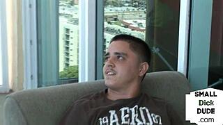 i feel so humiliated as small titted chicks tug my pathetic small dick in a threesome