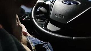 Why does this cute brunette suck so deep outdoors?