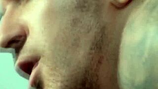 two athletic hunks have sex in the office on the floor