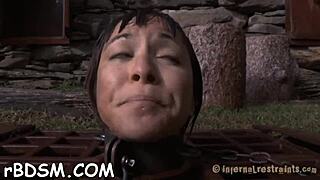 naked couple in hardcore bondage, sucking and fucking.