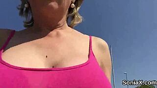 Cheating English Milf Lady Sonia Reveals Her Huge Hooters in Tight Outfit