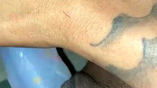 Ebony Babe Plays With Dildo Close Up Before Sleep, Reaching Orgasm