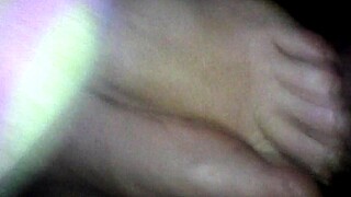 BBW Amateur Wife Gives Footjob Cumshot