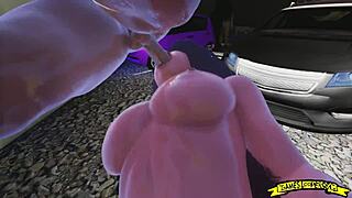 blowjob in parking lot with big cock creampie.