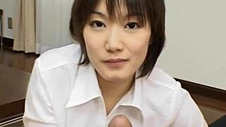 Cum eating asian teen 18+ sucks dick at work.