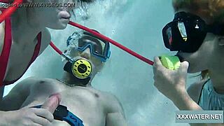 underwater blowjob turns into a wild teen threesome.