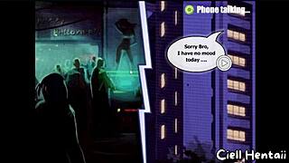 in the halloween sex club, they play a strip game with dancing and clothes ripping in a night club setting