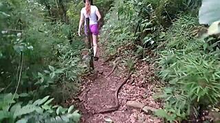 lost in woods, banging my buddy's curvy girlfriend outdoors