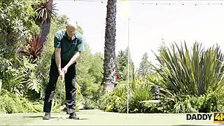 Comely redhead cheats on boyfriend with his dad.