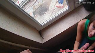 Intense blowjob leads to hard fucking in cowgirl on hidden outdoor spycam.