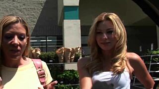 two girls giving blowjobs to the group