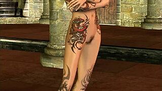 this 3d cg brunette babe with pigtails and tattoo ready?