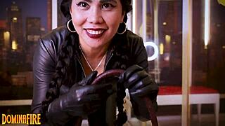 asmr leather gloves and catsuit session