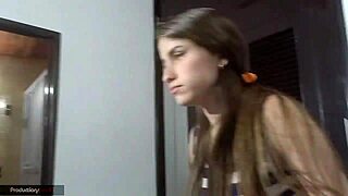 russian wife cheats with lover, destroying her tight pussy with creampie