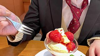 Cute Ponytail Jk Leaks Sweet Moans During Old Man's Two Shots!