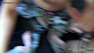 Gay twinks stroke their cocks by the pool with cues ready.