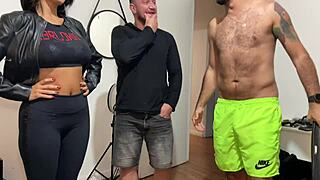 friends visit house, wife performs striptease