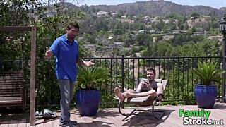 Watch this young blonde suck her American stepdad's cock in Familystroke