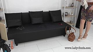 lady sonia in heels and stockings masturbates thinking about your cock.