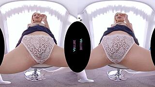 Blonde chloe in vrallure rides toy to orgasm from pov