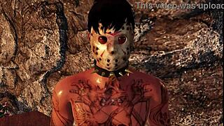 Blonde tattooed teen gives blowjob to surprise visitor bent over.