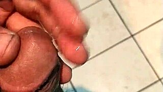 Masturbating nicely in the bathroom with house full