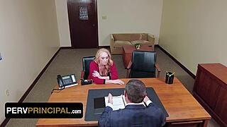 Does stepmom get licked and squirted by principal miles at school?