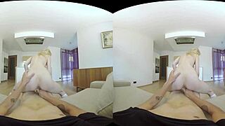 Sweet skinny blonde rides cock in pov