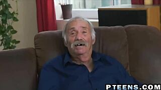 Horny old man feeds petite teens