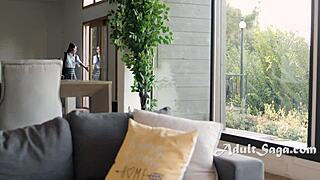 Les milf gets wet from asian stepdaughter's upskirt