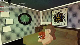 Robloxian redhead slutty snowbunny rides doggystyle, showing big tits and ass, creampied by daddy.