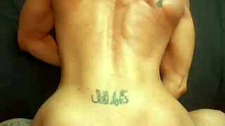 muscular couple enjoys intense session ending in facial