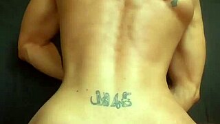 muscular couple enjoys intense session ending in facial