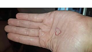 The blonde milf wife collects cum after licking and swallowing in homemade handjob.